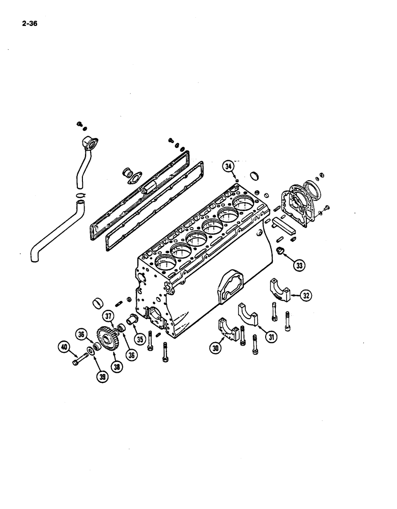 Схема запчастей Case IH 782 - (2-36) - CYLINDER BLOCK AND RELATED PARTS, D358 DIESEL ENGINE (01) - ENGINE