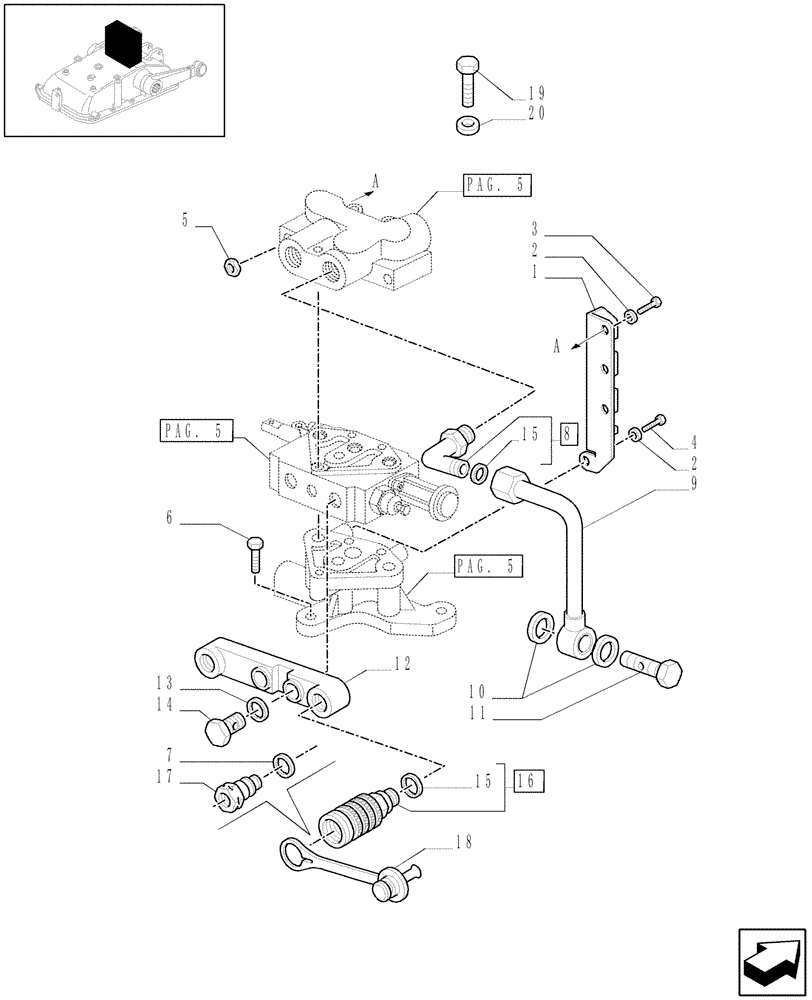 Схема запчастей Case IH JX1060C - (1.82.7[04]) - SIMPLE DOUBLE EFFECT DISTRIBUTOR - D5484 (07) - HYDRAULIC SYSTEM