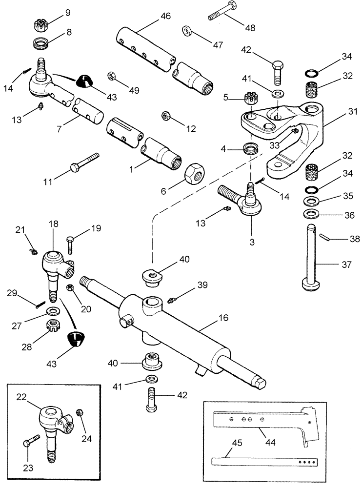 Схема запчастей Case IH 420 - (05-07) - STEERING CYLINDER AND TIE ROD (04) - STEERING