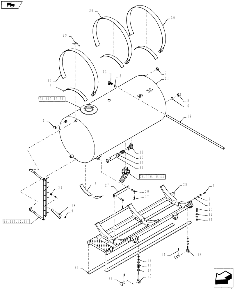 Схема запчастей Case IH 610 - (78.110.12.AA) - 1800 GALLON TANK (78) - SPRAYING