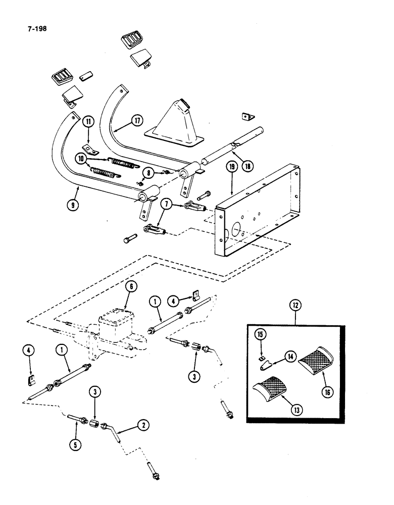 Схема запчастей Case IH 782 - (7-198) - MASTER BRAKE CONTROL (5.1) - BRAKES