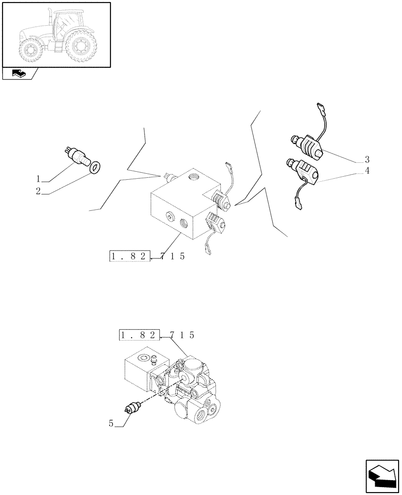 Схема запчастей Case IH PUMA 180 - (1.75.0/10) - (VAR.418) HYDRAULIC TRAILER BRAKE (ITALY) - SOLENOID VALVES AND SWITCHES (06) - ELECTRICAL SYSTEMS