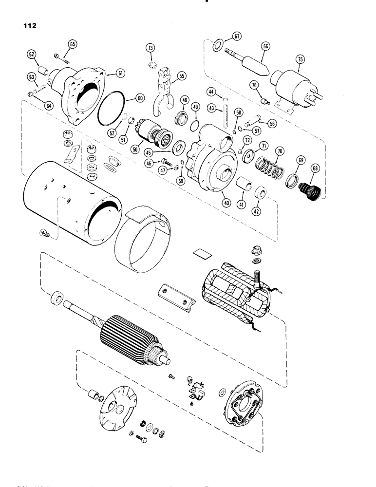 Схема запчастей Case IH 1270 - (112) - STARTER ASSEMBLY, WITH BENDIX DRIVE ASSEMBLY, DELCO-REMY NUMBER 1113478 (04) - ELECTRICAL SYSTEMS