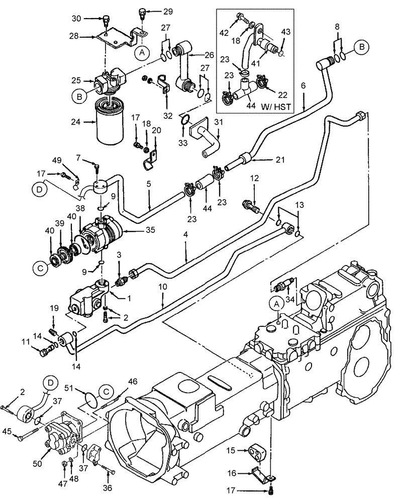 Схема запчастей Case IH DX23 - (07.05) - HYDRAULIC PUMP & PIPING (07) - HYDRAULIC SYSTEM