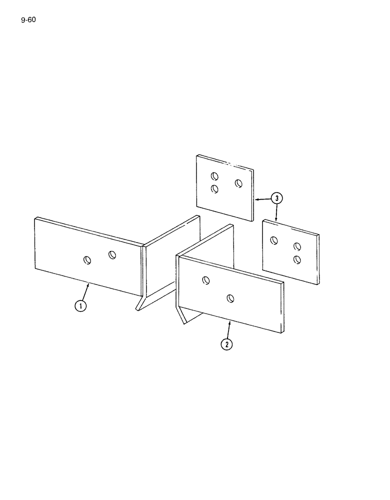 Схема запчастей Case IH 7200 - (9-060) - REAR CORNER BUMPER BRACKET, MACHINES BUILT 1985 AND AFTER (09) - CHASSIS/ATTACHMENTS