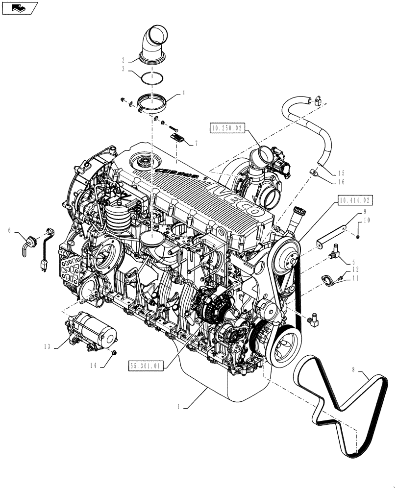 Схема запчастей Case IH TITAN 4530 - (10.001.03) - ENGINE ASSEMBLY (10) - ENGINE