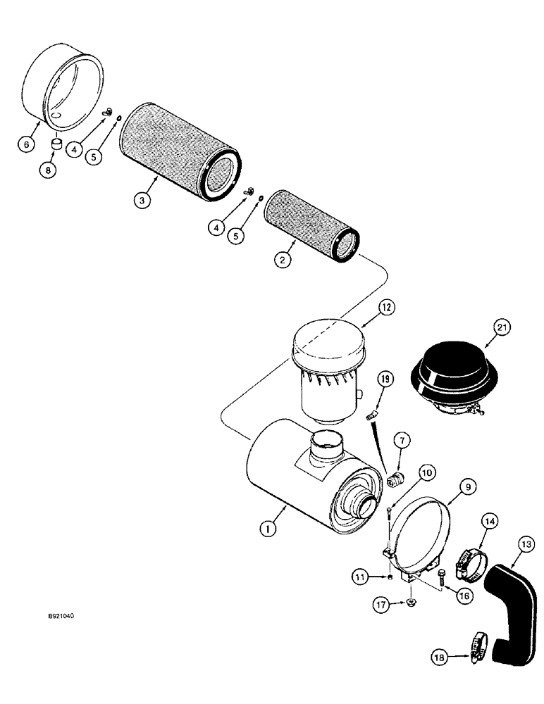 Схема запчастей Case IH 1644 - (2-16) - AIR CLEANER, AIR INDUCTION SYSTEM (01) - ENGINE