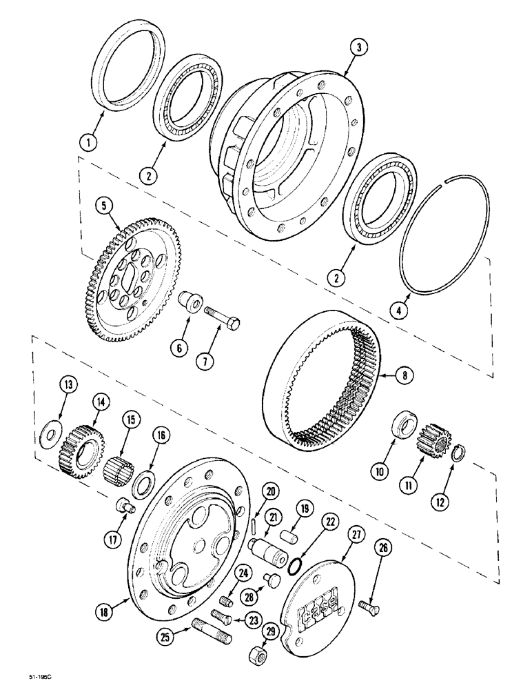 Схема запчастей Case IH 5150 - (5-62) - HUB PLANETARY DRIVE, MFD, 709 S2 / 709 S4 / 709 S4P (05) - STEERING