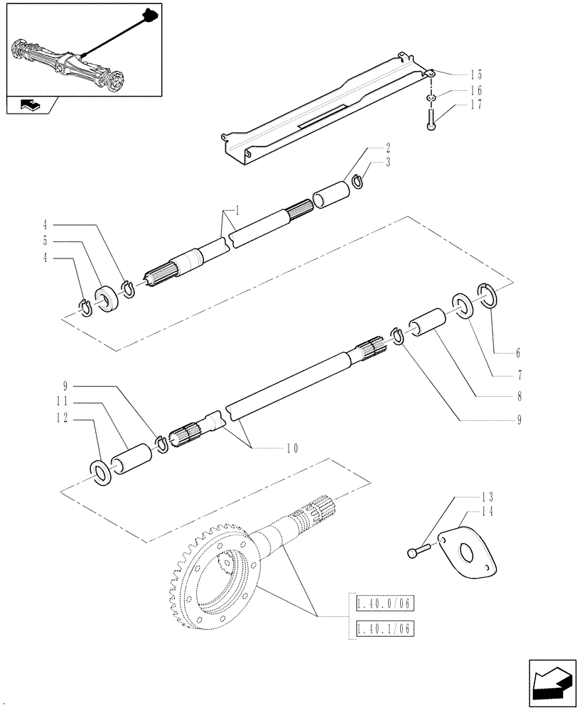 Схема запчастей Case IH PUMA 155 - (1.38.5[01]) - FRONT AXLE PROPELLER SHAFT (4WD) (03) - TRANSMISSION