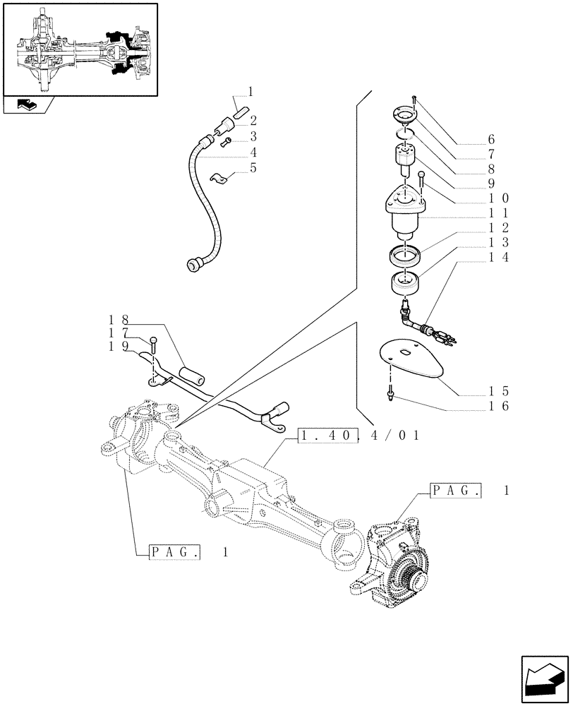 Схема запчастей Case IH PUMA 155 - (1.40. 4/02[02]) - (CL.4) SUSPENDED FRONT AXLE W/MULTI-PLATE DIFF. LOCK AND ST. SENSOR - SENSOR (VAR.330429) (04) - FRONT AXLE & STEERING