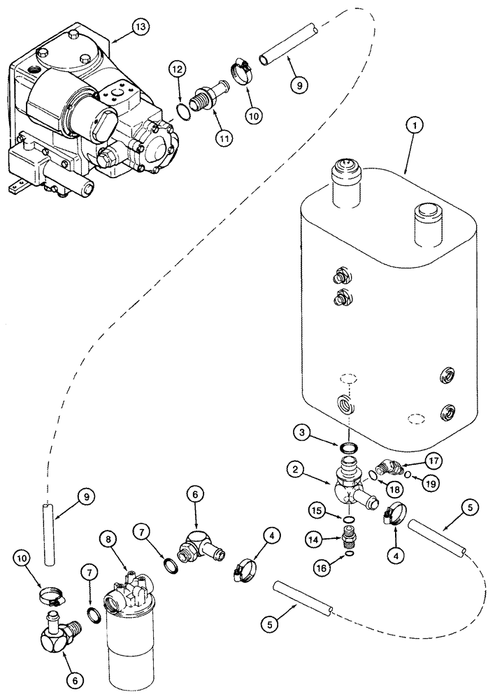 Схема запчастей Case IH 420 TIER 3 - (08-02) - HYDROSTATIC PUMP HYDRAULIC SYSTEM - RESERVOIR TO PUMP (07) - HYDRAULICS