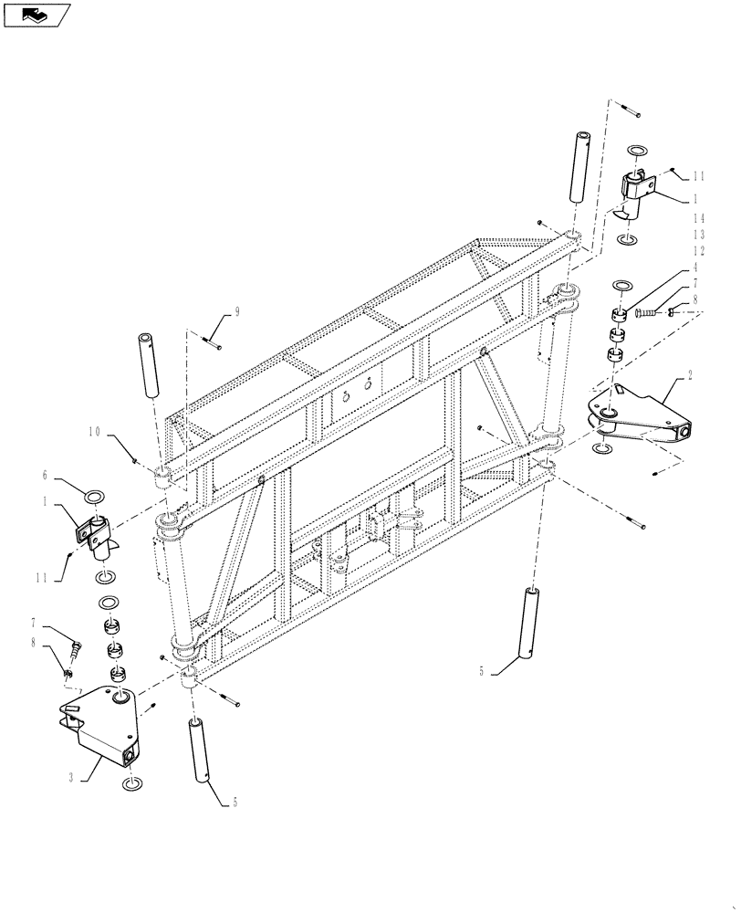 Схема запчастей Case IH 4420 - (08-001) - MAST PIVOT ASSEMBLY (09) - BOOMS