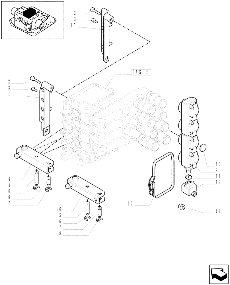 Схема запчастей Case IH MXU115 - (1.82.7/41[01]) - (VAR.005) 4 REMOTES(2NC+2CONFIG) FOR FIXED DISPLACEMENT PUMP FOR MDC AND RELEVANT PARTS (07) - HYDRAULIC SYSTEM