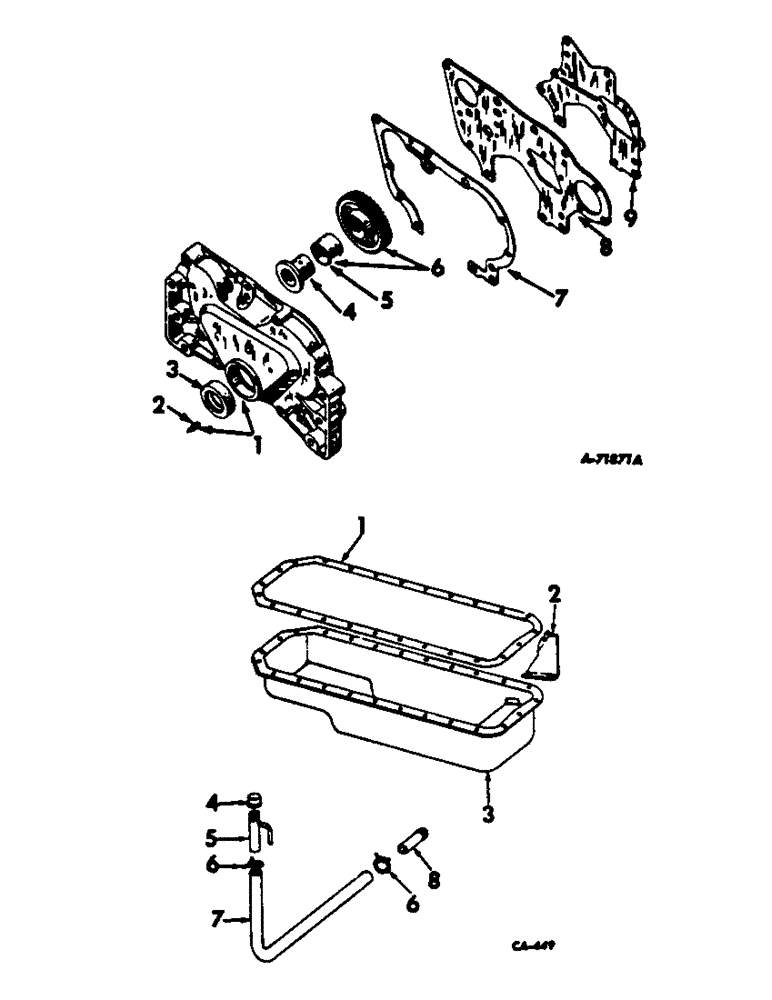 Схема запчастей Case IH C-221 - (A-09) - CRANKCASE FRONT COVER AND IDLER GEAR 