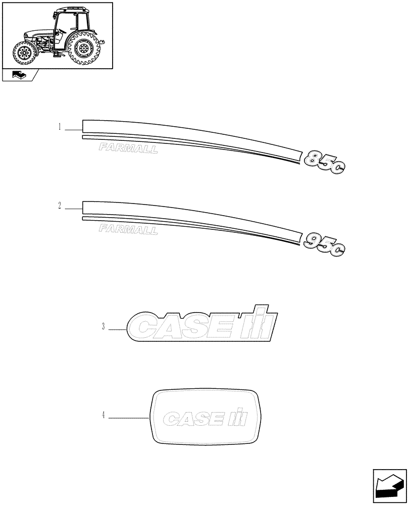 Схема запчастей Case IH FARMALL 85C - (1.98.2/01) - NA PACKAGE - MODEL IDENTIFICATION DECALS (VAR.330007) (13) - DECALS