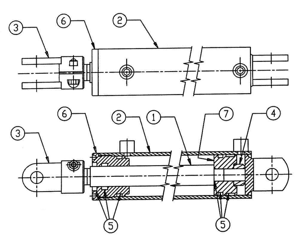 Схема запчастей Case IH FLEX-AIR - (07-005) - CYLINDER, HYD, 2.5" X 16" Hydraulic Components