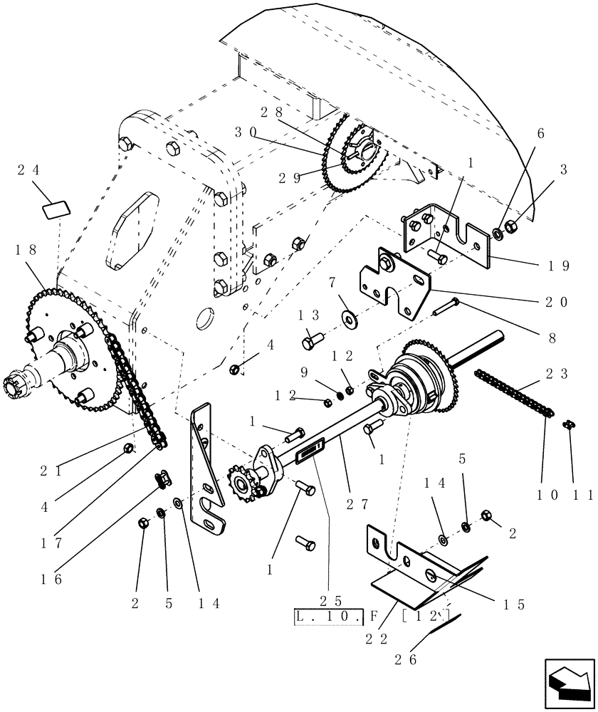 Схема запчастей Case IH ADX2180 - (L.10.F[10]) - MECHANICAL DRIVE ASSEMBLY SINGLE STRAND ASN CBJ0004381 L - Field Processing