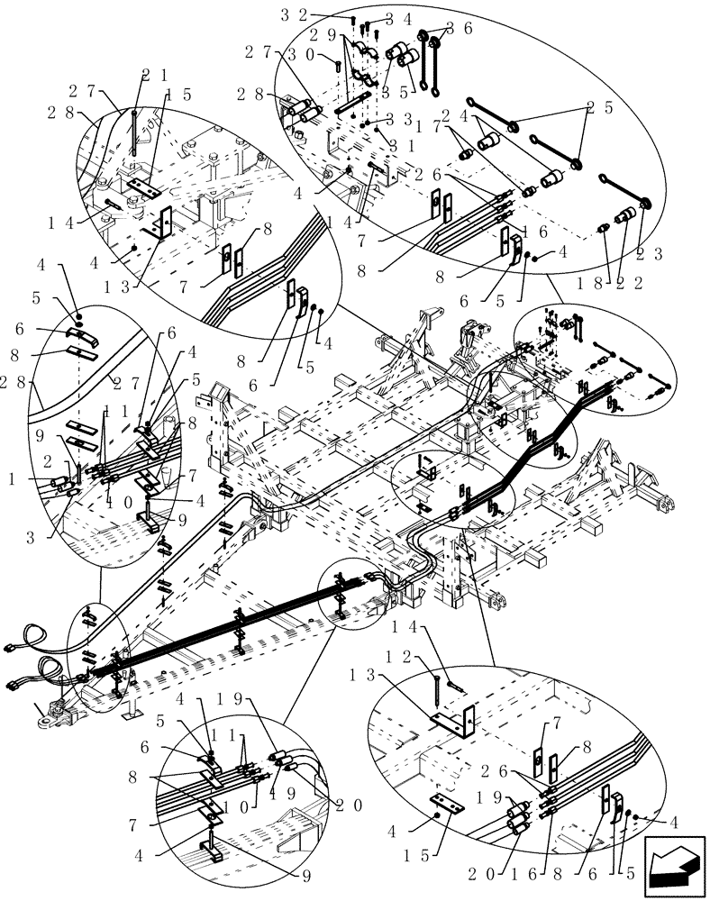 Схема запчастей Case IH ADX3430 - (A.10.A[19]) - TBH HYD LINES ACROSS ATX (BSN CBJ0004441) A - Distribution Systems