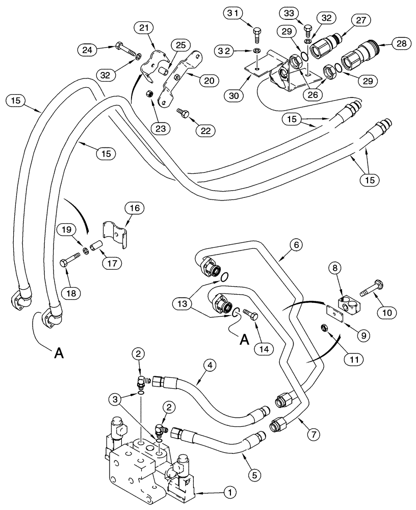 Схема запчастей Case IH 85XT - (08-35) - HYD, ATTACHMENT HIGH FLOW, GEAR, VALVE TO COUPLINGS, N. AMERICAN JAF0352234-, EUROPEAN JAF0352715- (08) - HYDRAULICS