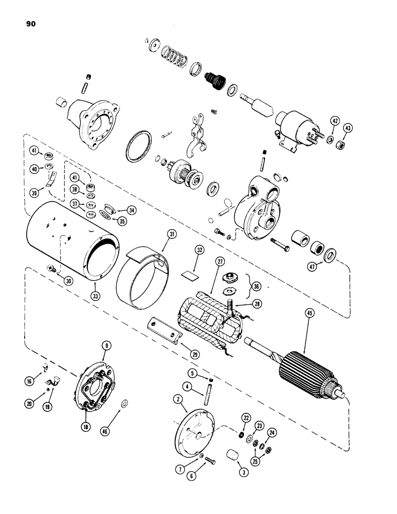 Схема запчастей Case IH 970 - (090) - A59217 STARTER, (401B) DIESEL ENGINE (04) - ELECTRICAL SYSTEMS