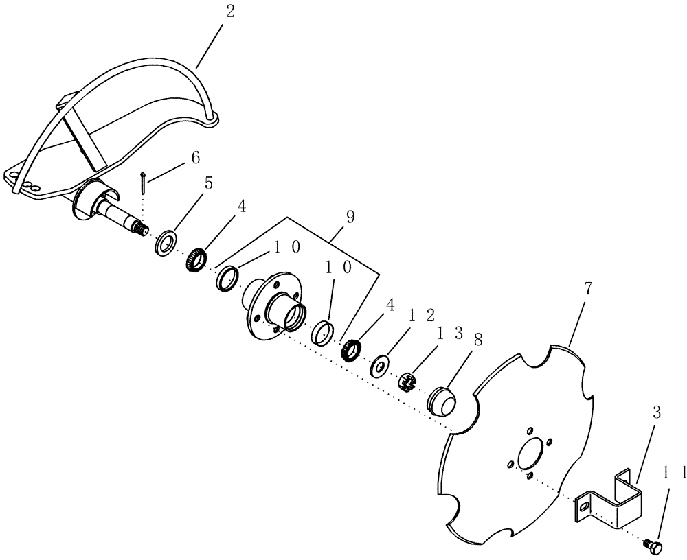 Схема запчастей Case IH 1200PT - (L.10.J[02]) - DISC ASSEMBLY, ROW MARKER L - Field Processing