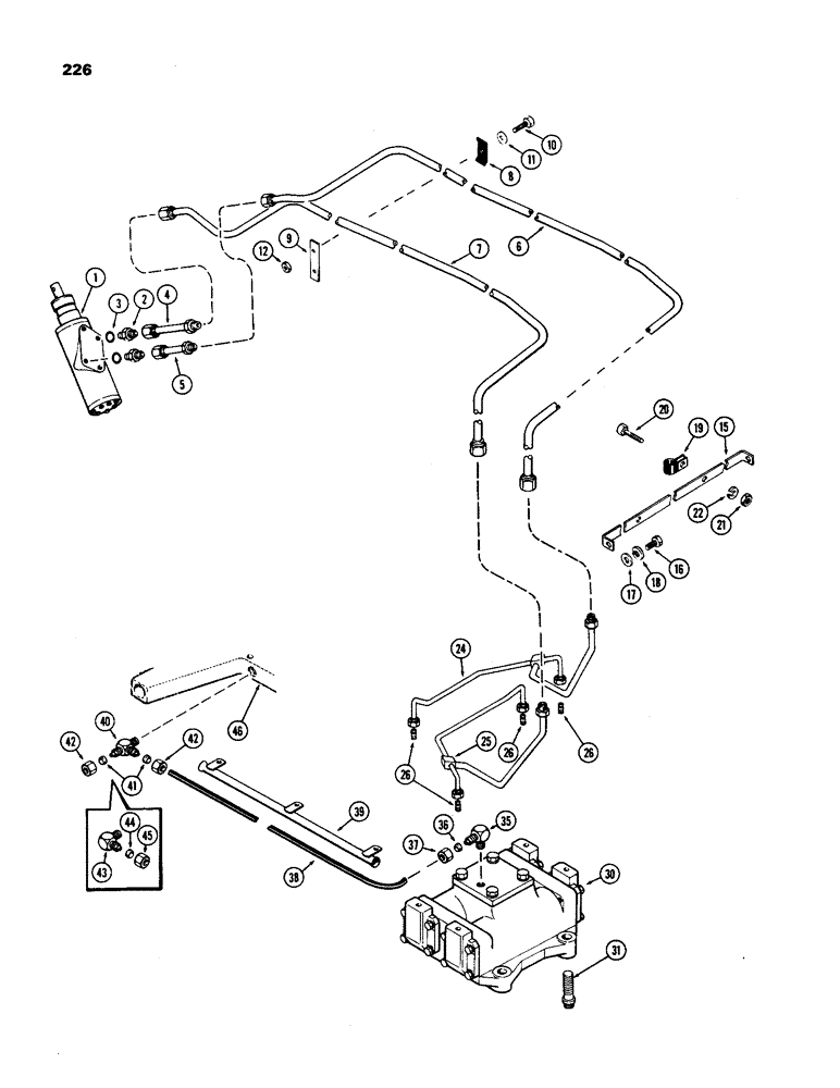 Схема запчастей Case IH 970 - (226) - HYDROSTATIC STEERING SYSTEM, WITH ADJUSTABLE FRONT AXLE FIRST USED TRACTOR SERIAL NUMBER 8741587 (05) - STEERING