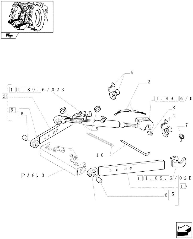 Схема запчастей Case IH FARMALL 105U - (1.89.6/03[01]) - "WALTERSCHEID" THREE POINT HITCH WITH QUICK ATTACH ENDS FOR EDC - W/CAB (VAR.331922) (09) - IMPLEMENT LIFT