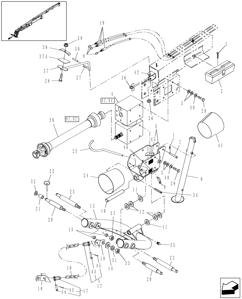 Схема запчастей Case IH DC162F - (12.04) - 2 - POINT SWIVEL HITCH (12) - MAIN FRAME