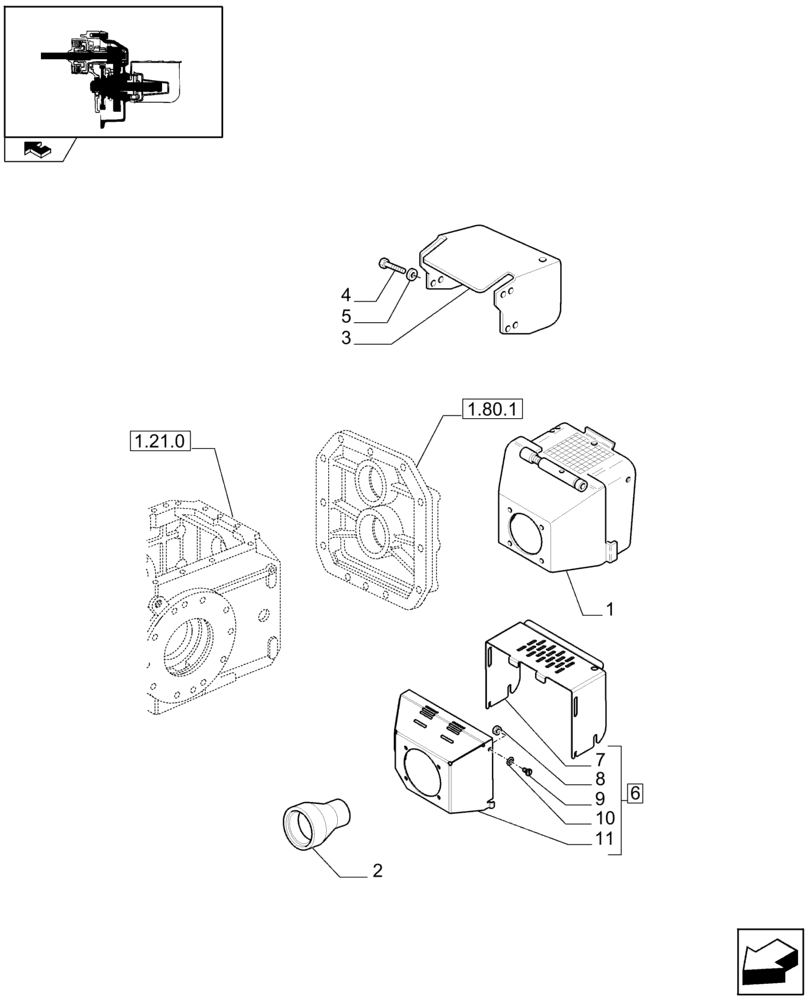 Схема запчастей Case IH FARMALL 85U - (1.80.1/10) - PTO GUARDS (VAR.331294-333294-331797-330810-331810) (07) - HYDRAULIC SYSTEM