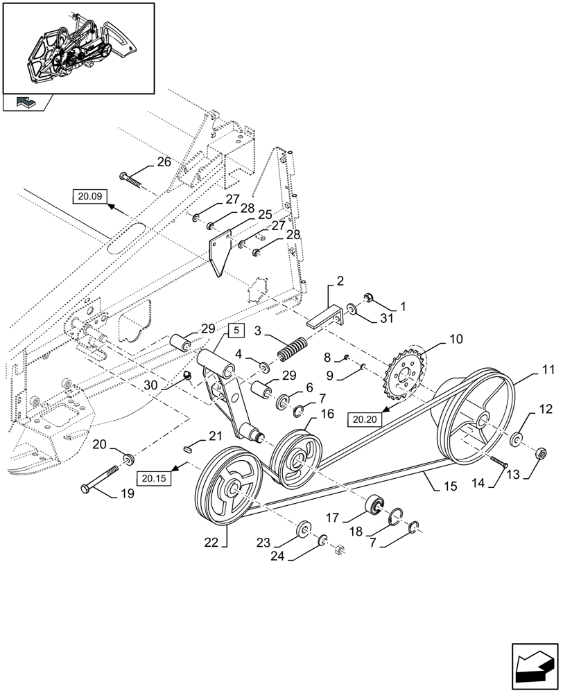 Схема запчастей Case IH 2030 - (20.14[01]) - WOBBLE BOX DRIVE (20) - HEADER