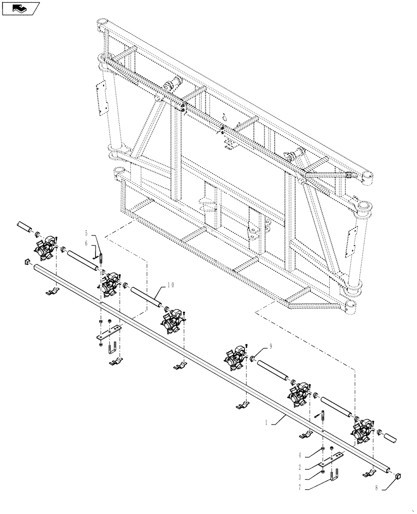 Схема запчастей Case IH 3330 - (75.120.53) - BOOM, CENTER SECTION PLUMBING, 6 SECTION, LO-FLOW (75) - SOIL PREPARATION