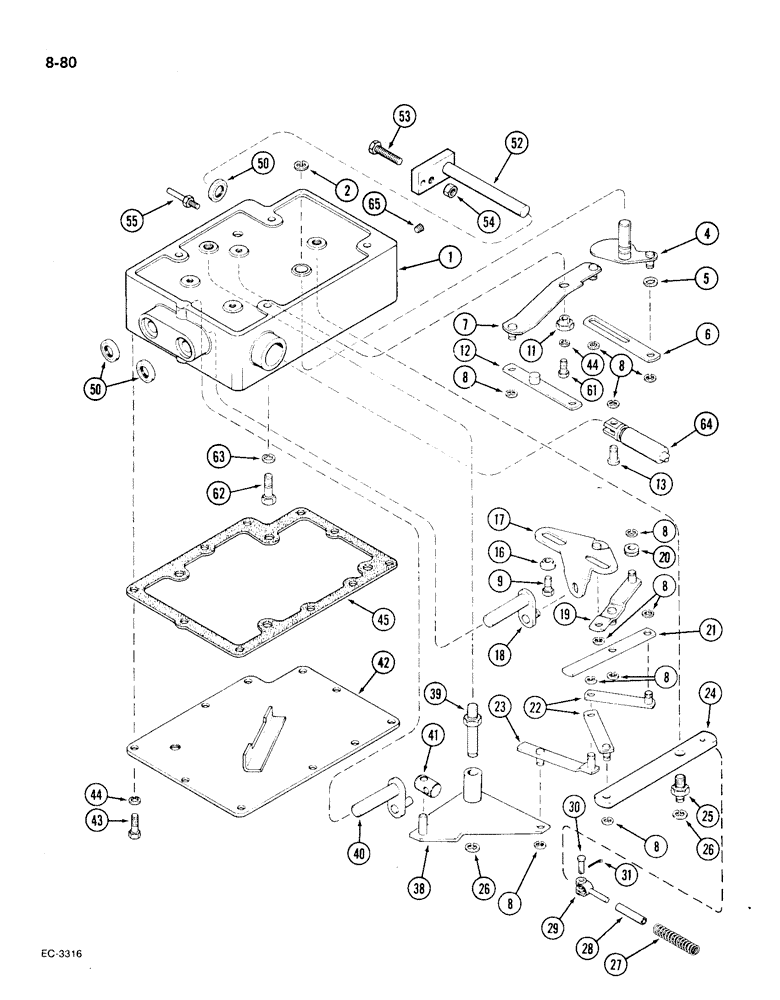 Схема запчастей Case IH 1896 - (8-80) - DRAFT CONTROL SENSING LINKAGE HOUSING (08) - HYDRAULICS