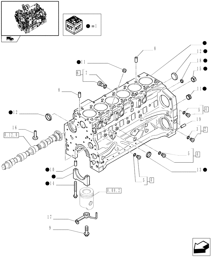 Схема запчастей Case IH PUMA 165 - (0.04.0) - CYLINDER BLOCK & RELATED PARTS (01) - ENGINE