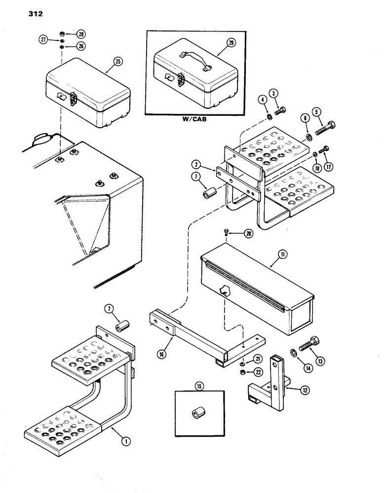 Схема запчастей Case IH 770 - (312) - STEPS AND TOOL BOX (09) - CHASSIS/ATTACHMENTS