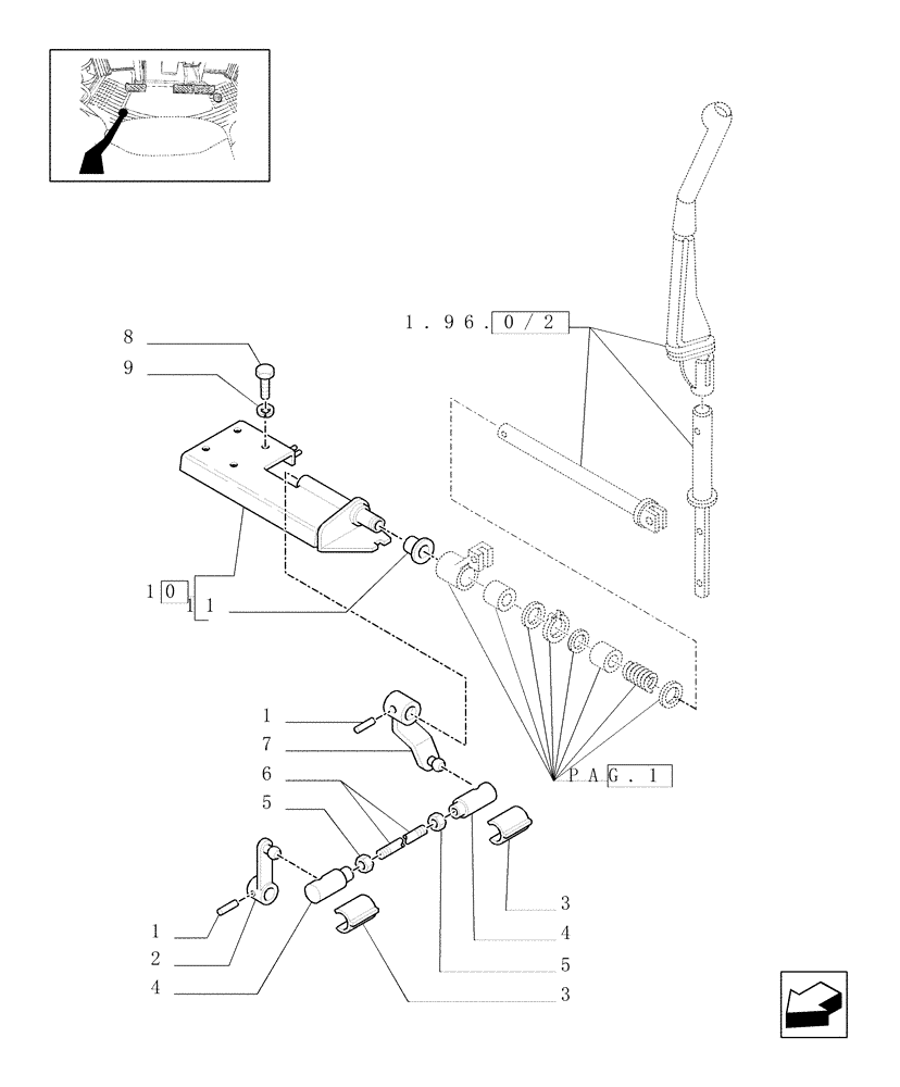 Схема запчастей Case IH JX90U - (1.34.2/02[02]) - (VAR.113-119-119/1) SYNCHRONIZED CREEPER AND REVERSER UNIT - CROSS-PIECE AND PARTS (04) - FRONT AXLE & STEERING