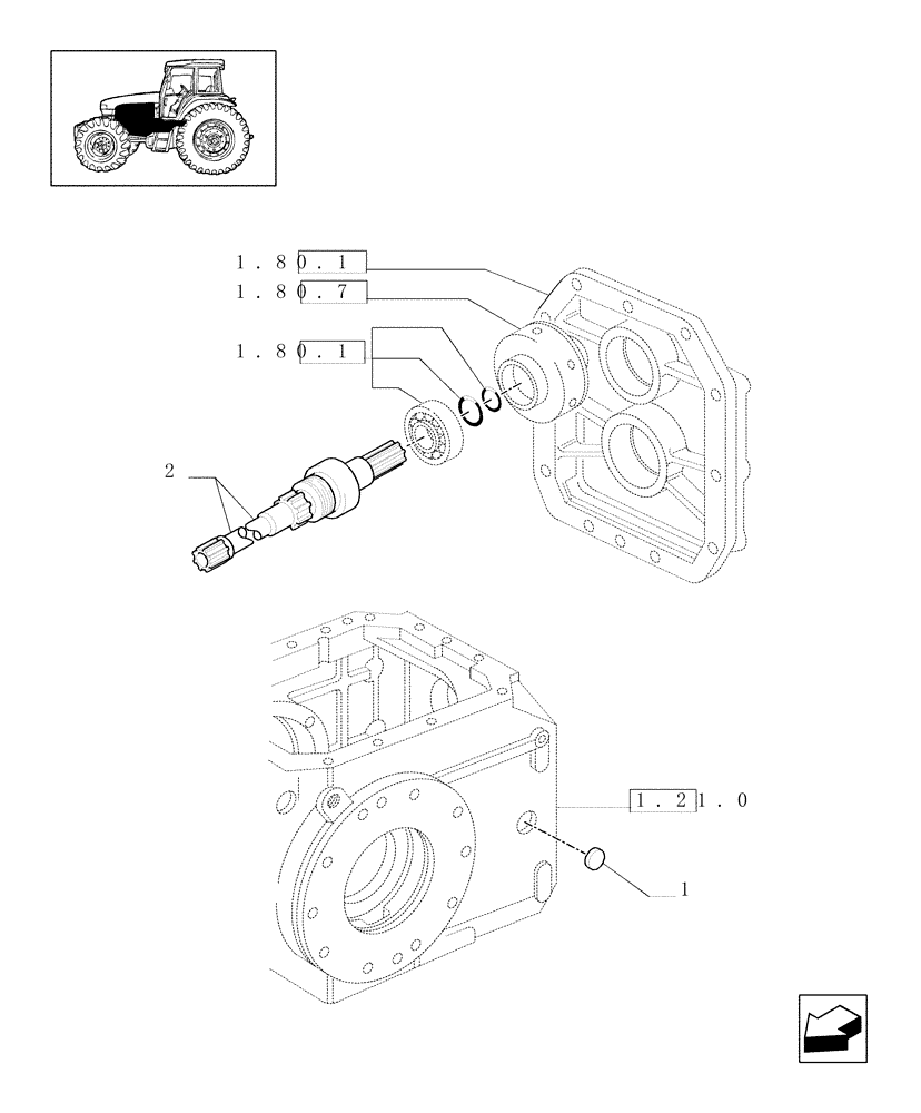 Схема запчастей Case IH JX100U - (1.80.1/02[01]) - (VAR.007/1) NASO - P.T.O. DRIVEN SHAFT (07) - HYDRAULIC SYSTEM