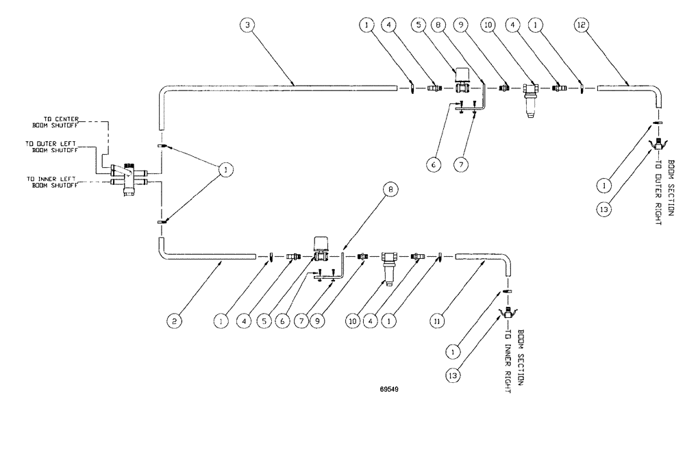 Схема запчастей Case IH SPX3185 - (224) - LIQUID PLUMBING, 75 5-BOOM SHUTOFF RH BOOM (78) - SPRAYING