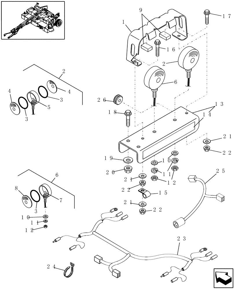 Схема запчастей Case IH HTX101 - (20.06[1]) - ELECTRICAL, LIGHTS, RH & HARNESS (55) - ELECTRICAL SYSTEMS