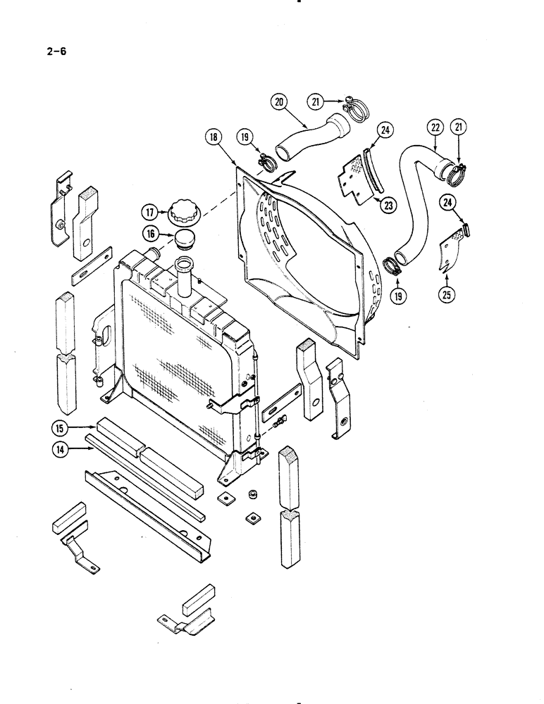 Схема запчастей Case IH 485 - (2-006) - RADIATOR AND CONNECTIONS, P.I.N. 18001 AND AFTER (CONTD) (02) - ENGINE