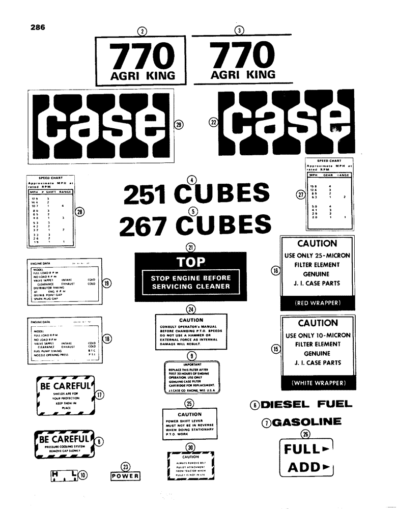 Схема запчастей Case IH 770 - (286) - DECALS, STANDARD, 1ST USED TRACTOR SERIAL NUMBER 8675001 (09) - CHASSIS/ATTACHMENTS