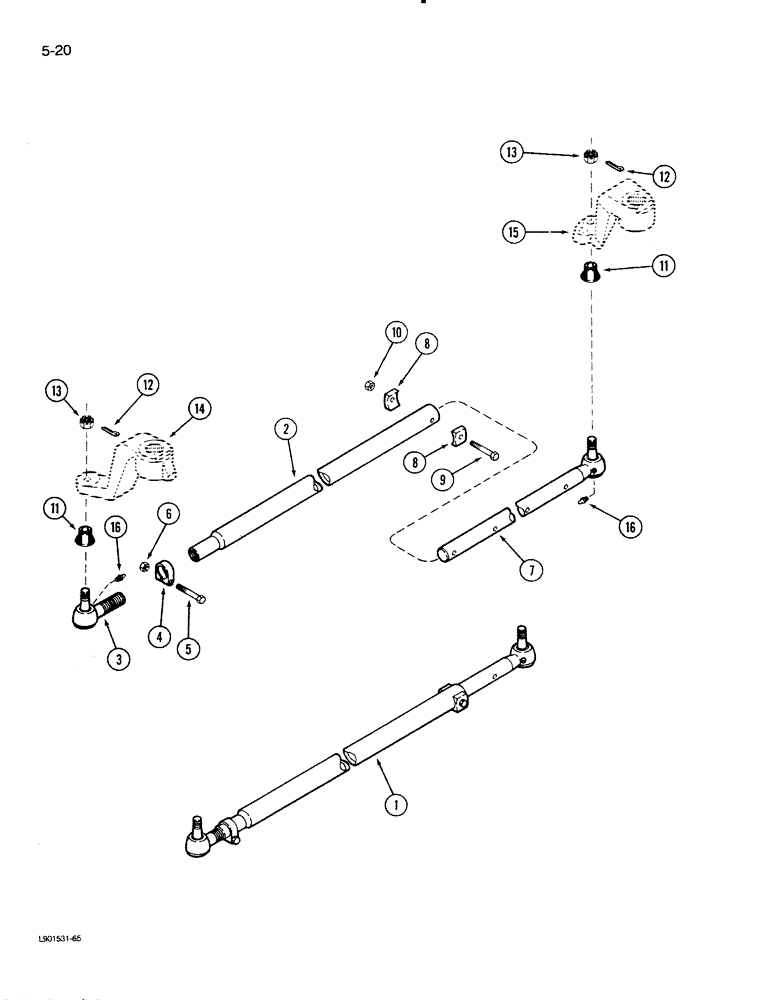 Схема запчастей Case IH 1620 - (5-20) - STEERING TIE ROD, ADJUSTABLE AXLES (04) - STEERING