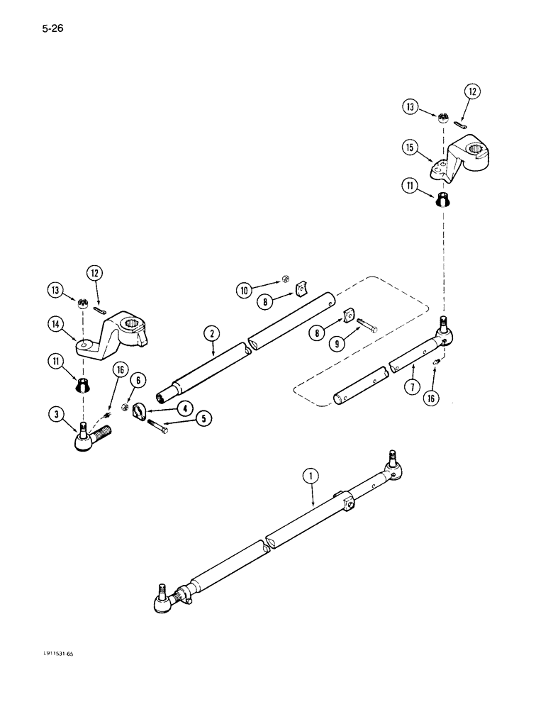 Схема запчастей Case IH 1640 - (5-26) - STEERING TIE ROD, ADJUSTABLE AXLE, EXCEPT POWER GUIDE AXLE (04) - STEERING