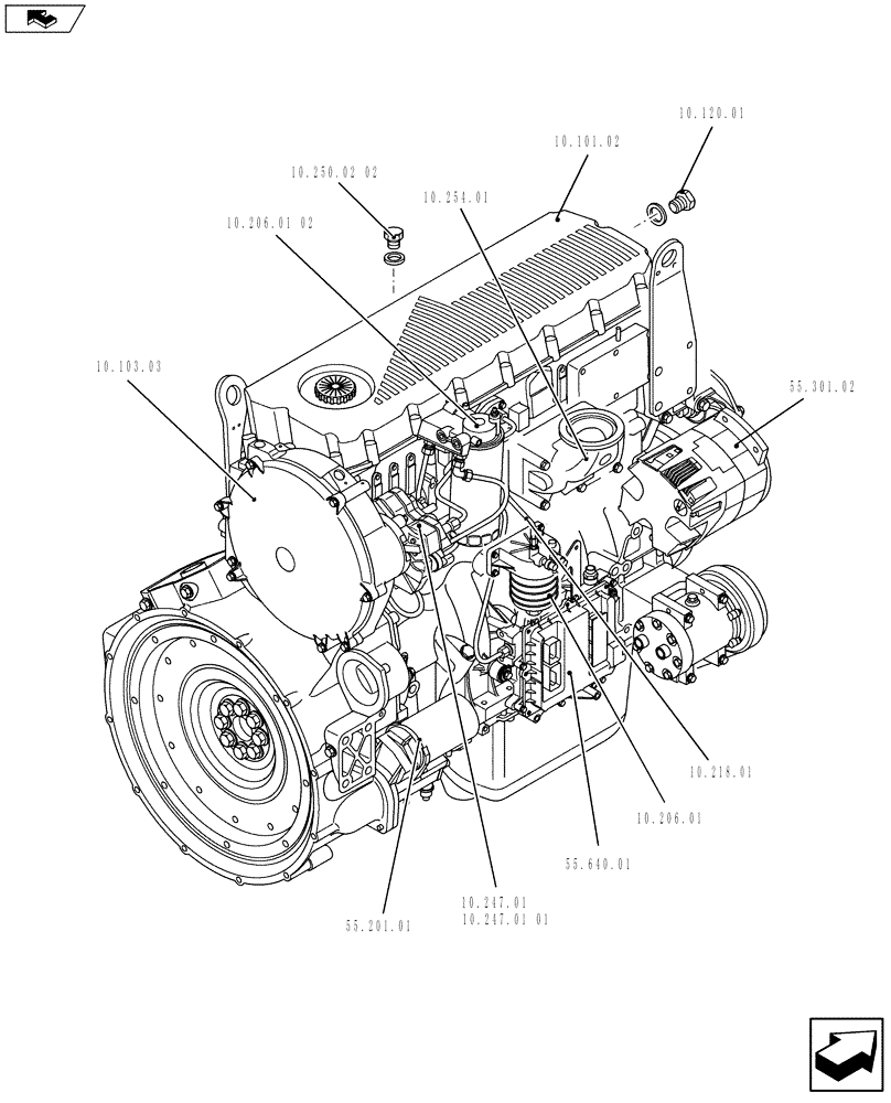 Схема запчастей Case IH F2CFE613T A019 - (10.000.01[02]) - ENGINE (5801495550) (10) - ENGINE