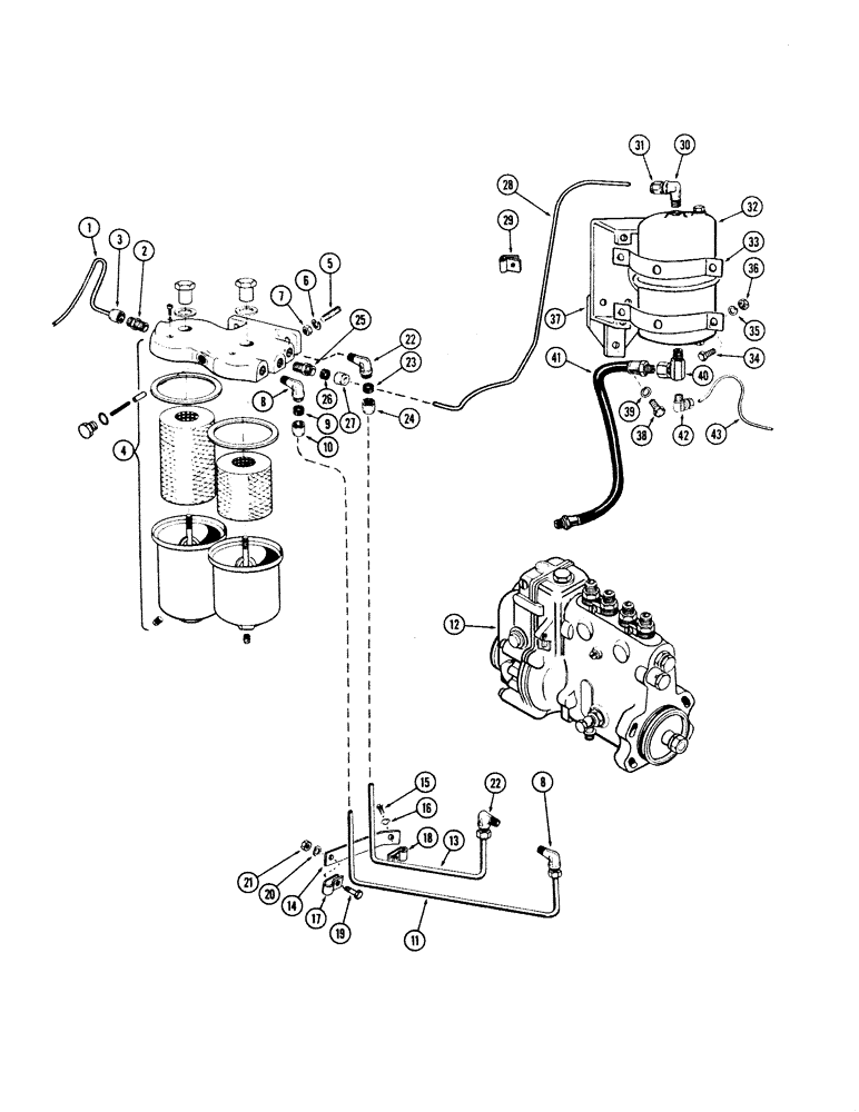 Схема запчастей Case IH 830-SERIES - (058) - FUEL INJECTION FILTER SYSTEM, 267 AND 301 DIESEL ENGINES, 1ST USED TRAC. S/N 8201146 (03) - FUEL SYSTEM