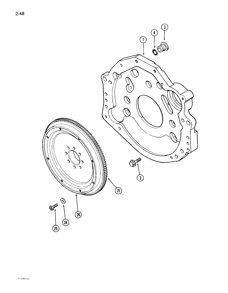 Схема запчастей Case IH 1640 - (2-48) - FLYWHEEL, 6TA-590 ENGINE (01) - ENGINE