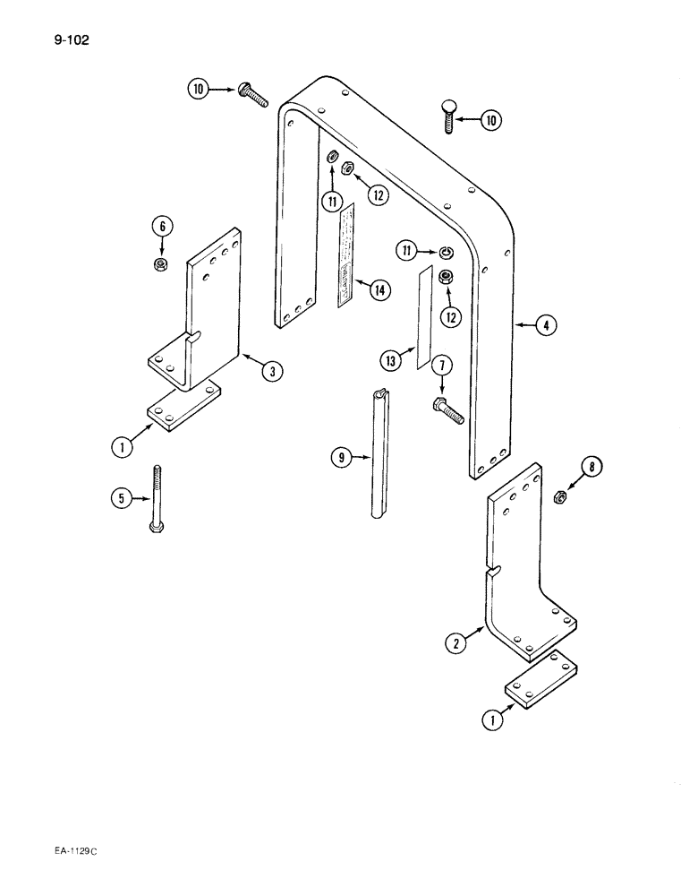 Схема запчастей Case IH 895 - (9-102) - ROLL OVER PROTECTION FRAME, TWO POST ROPS (09) - CHASSIS/ATTACHMENTS