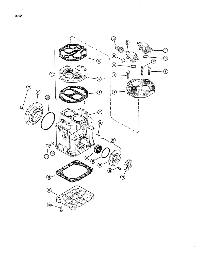 Схема запчастей Case IH 1270 - (332) - AIR CONDITIONER, AIR CONDITIONER COMPRESSOR (09) - CHASSIS/ATTACHMENTS