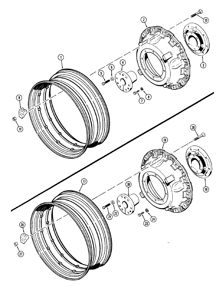 Схема запчастей Case IH 1370 - (224) - 38 INCH CAST REAR WHEELS, USED WITH 3-1/2 INCH DIAMETER AXLE SHAFT (06) - POWER TRAIN