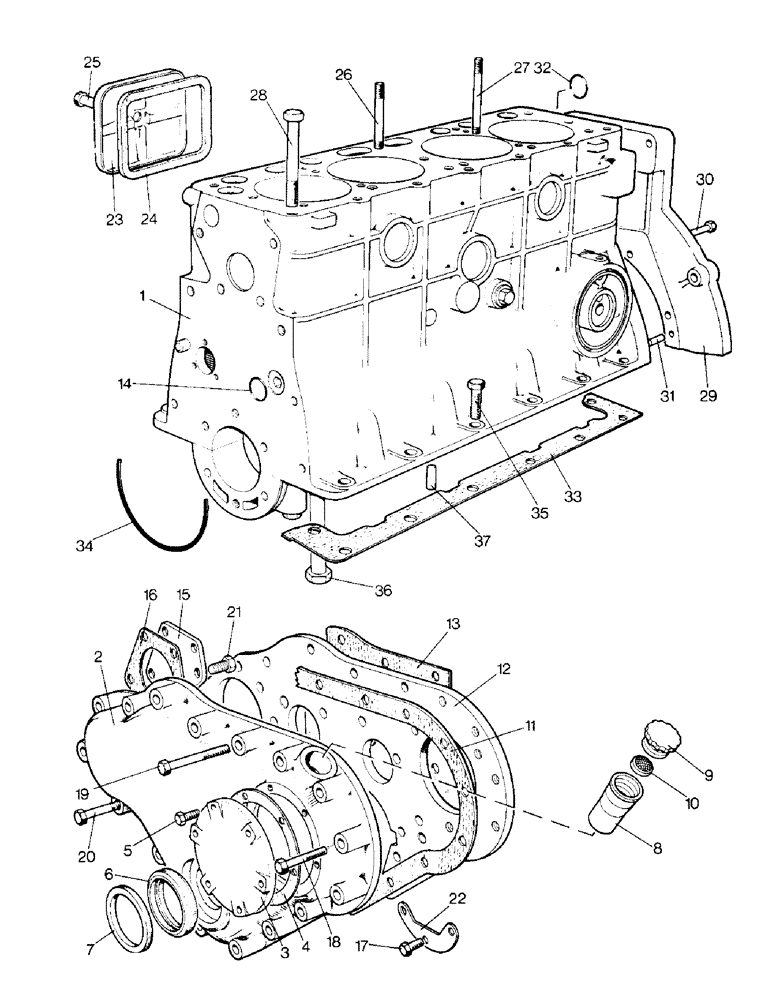 Схема запчастей Case IH 996 - (A02-1) - ENGINE, CYLNDER BLOCK AND COVERS (01) - ENGINE