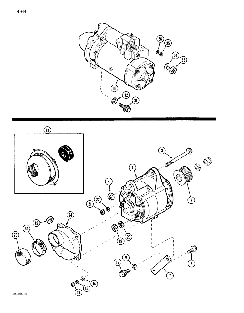 Схема запчастей Case IH 1640 - (4-64) - ALTERNATOR MOUNTING (06) - ELECTRICAL